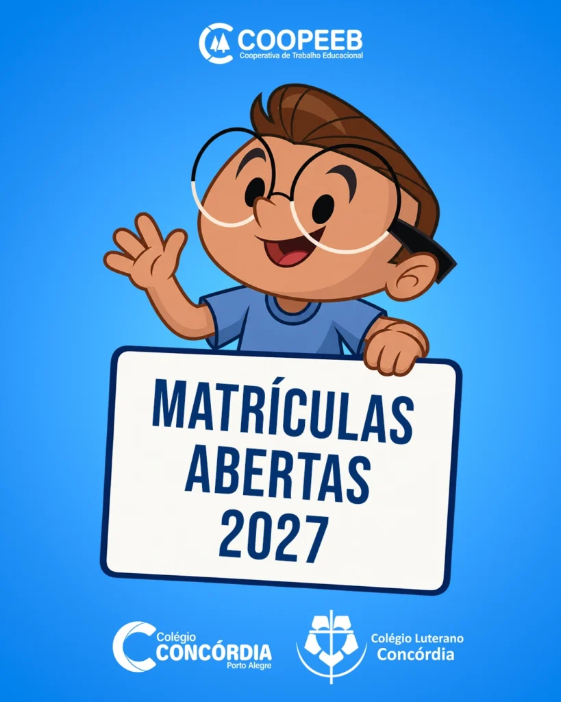 Geninho mascote oficial dos Colégios Concórdia COOPEEB Porto Alegre e São Leopoldo